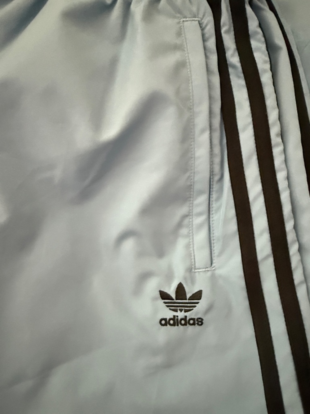 adidas Light Blue Wide-Leg Track Pants with Trefoil - Picture 7 of 9